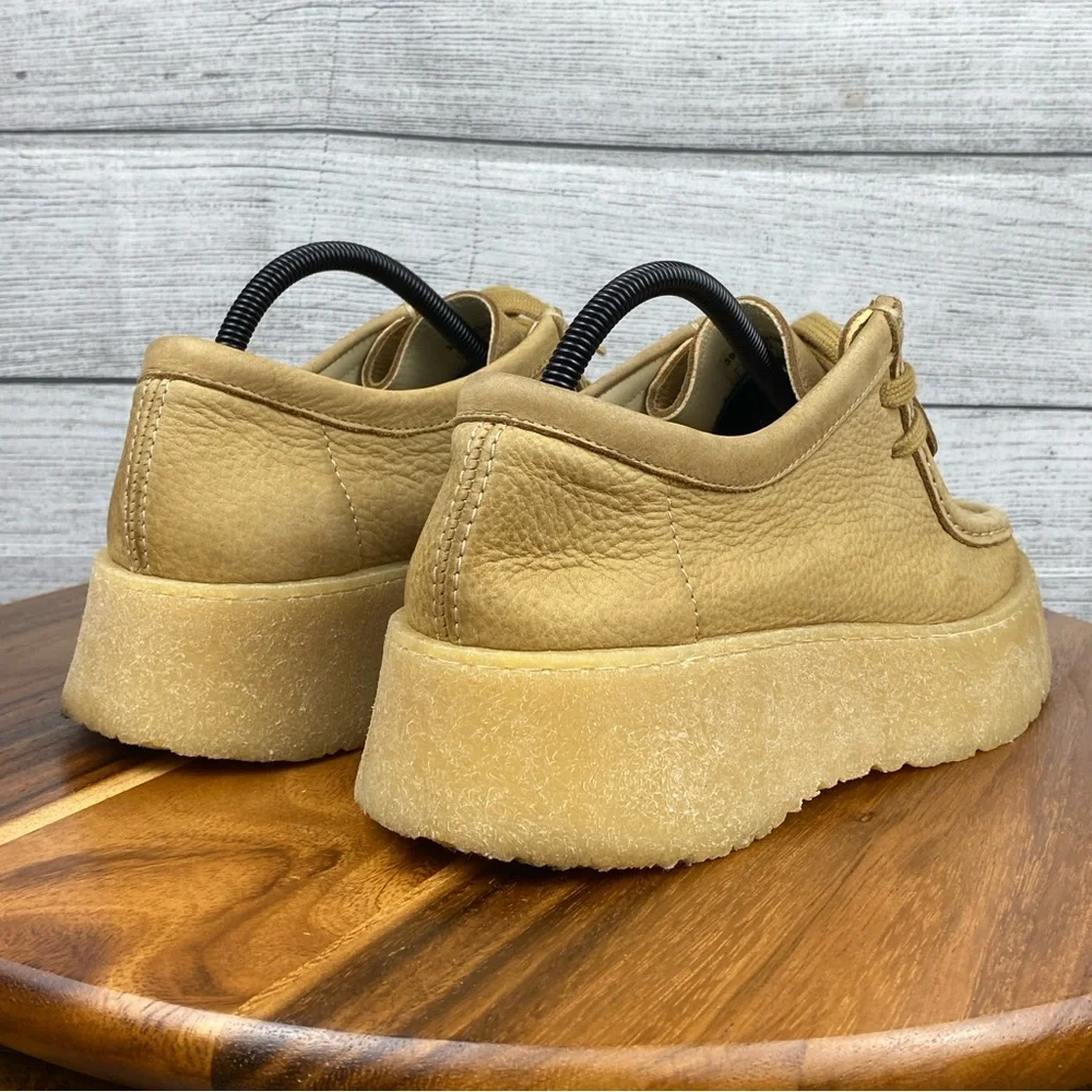 Clarks X Zara Collaboration Nubuck Leather Sandy Brown Platform Wallaby Size 9.5